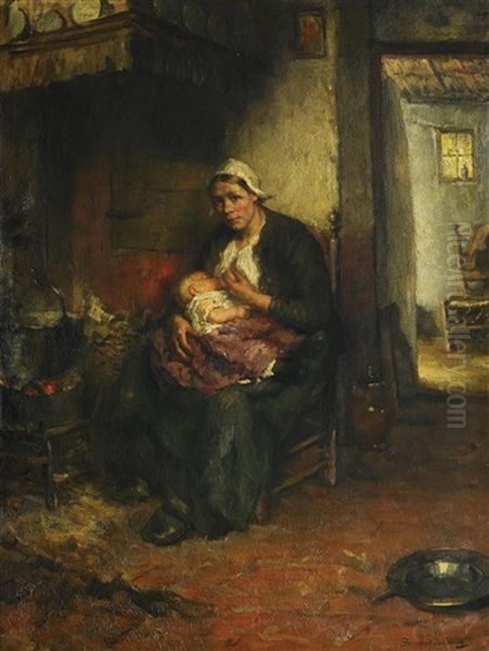 Interieur Mit Stillender Mutter Oil Painting by Bernard Johann De Hoog