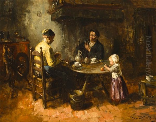 Preparing Dinner Oil Painting by Bernard Johann De Hoog