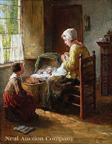 Interior Oil Painting by Bernard Johann De Hoog