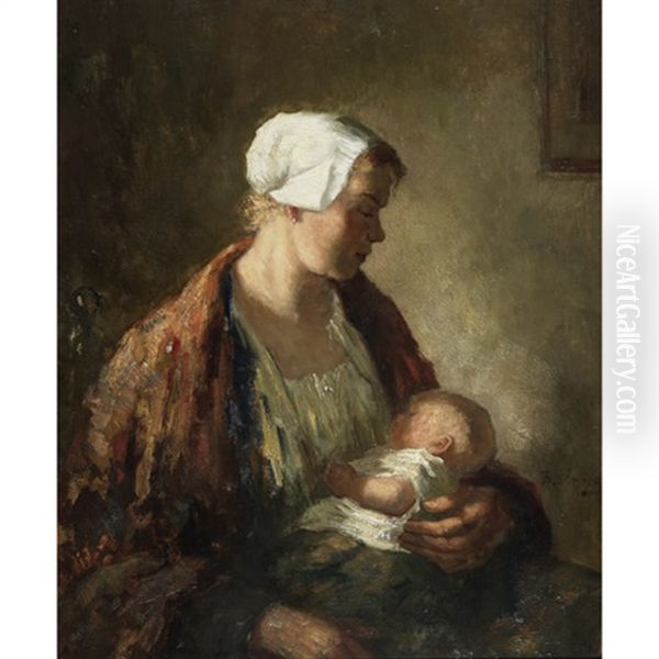 Mother & Child Oil Painting by Bernard Johann De Hoog