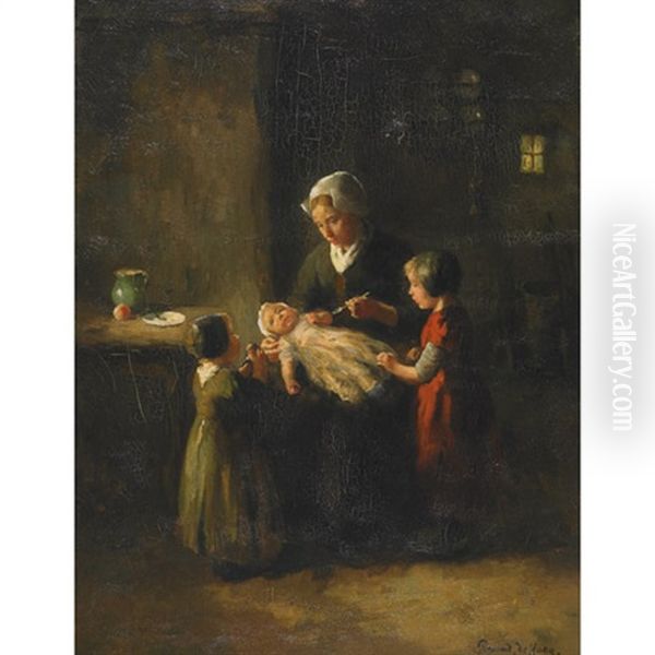 The New Sister Oil Painting by Bernard Johann De Hoog