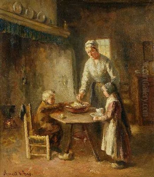 Mutter Mit Zwei Kindern Am Tisch Oil Painting by Bernard Johann De Hoog