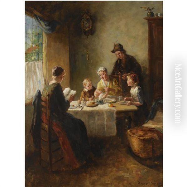 Feeding The Baby Oil Painting by Bernard Johann De Hoog