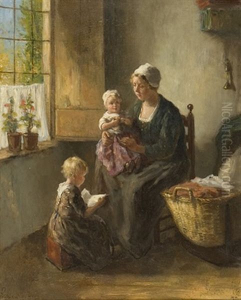 The Happy Mother Oil Painting by Bernard Johann De Hoog