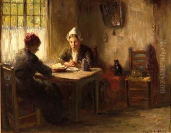 At Table Oil Painting by Bernard Johann De Hoog