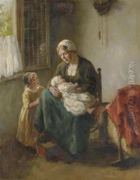 The Happy Mother Oil Painting by Bernard Johann De Hoog