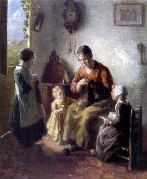 Busy Fingers Oil Painting by Bernard Johann De Hoog