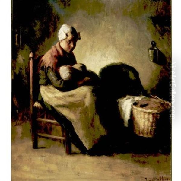 Motherhood Oil Painting by Bernard Johann De Hoog