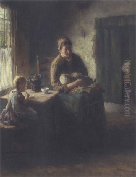 Tea Time Oil Painting by Bernard Johann De Hoog