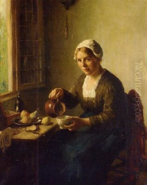 Lunch Time Oil Painting by Bernard Johann De Hoog