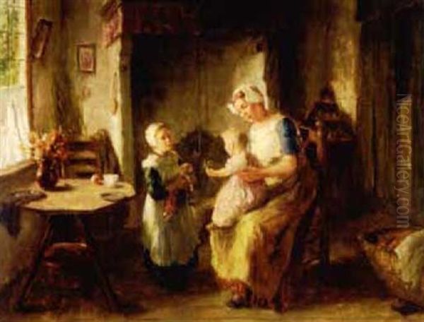 A Favourite Doll Oil Painting by Bernard Johann De Hoog