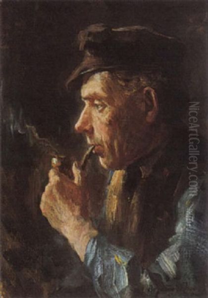 A Farmer Oil Painting by Bernard Johann De Hoog