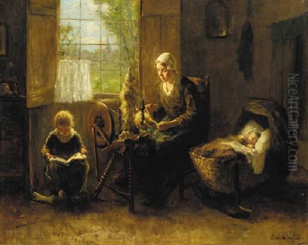 A Peaceful Moment Oil Painting by Bernard Johann De Hoog