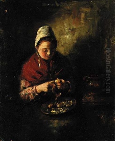 Preparing The Meal Oil Painting by Bernard Johann De Hoog