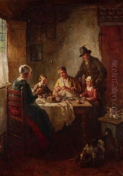 Familie Am Kaffeetisch Oil Painting by Bernard Johann De Hoog