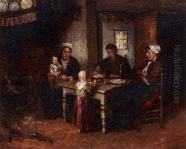 The Evening Meal Oil Painting by Bernard Johann De Hoog