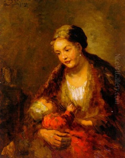 Moeder En Kind Oil Painting by Bernard Johann De Hoog