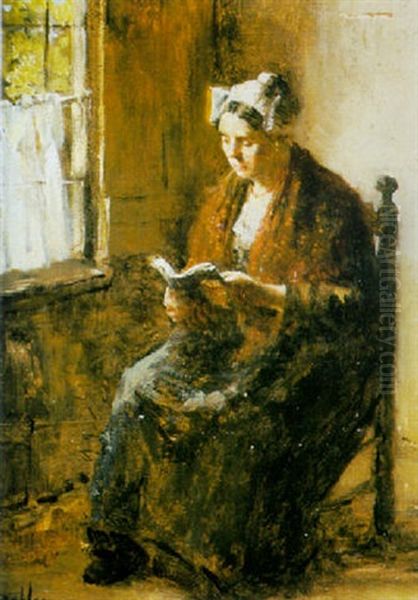 A Woman Reading Oil Painting by Bernard Johann De Hoog