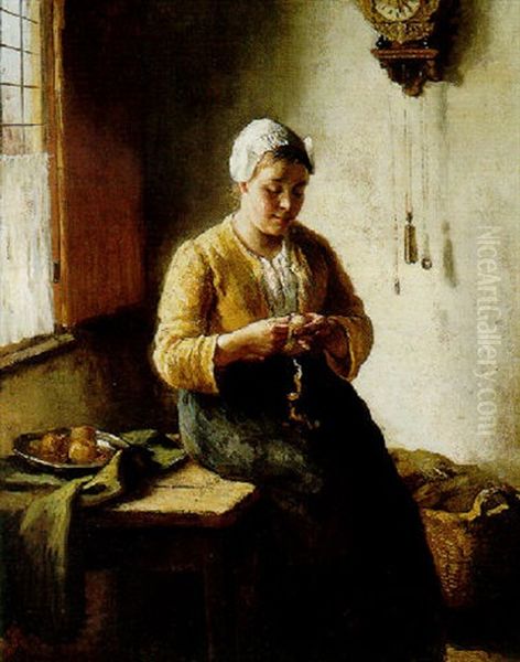 A Quiet Moment Oil Painting by Bernard Johann De Hoog