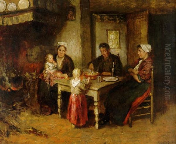 Evening Meal Oil Painting by Bernard Johann De Hoog