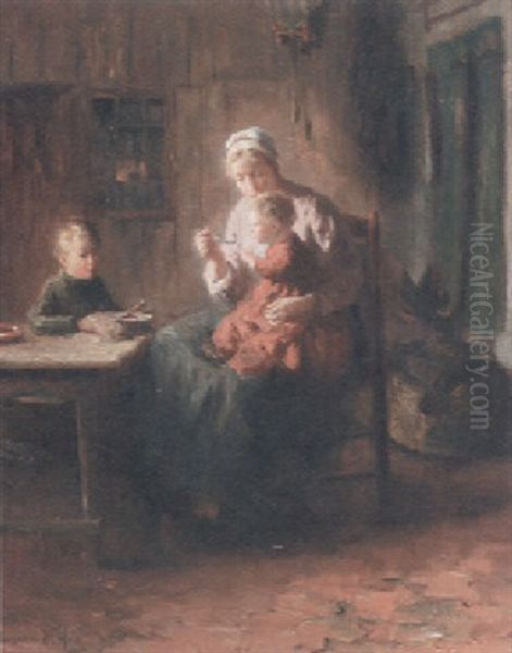 Feeding The Children Oil Painting by Bernard Johann De Hoog