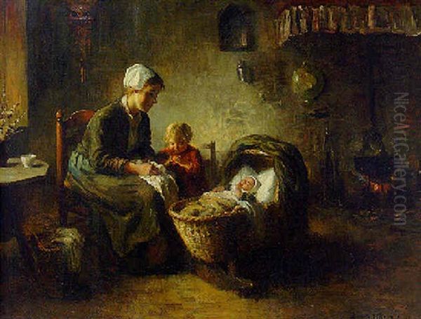 The Young Mother Oil Painting by Bernard Johann De Hoog