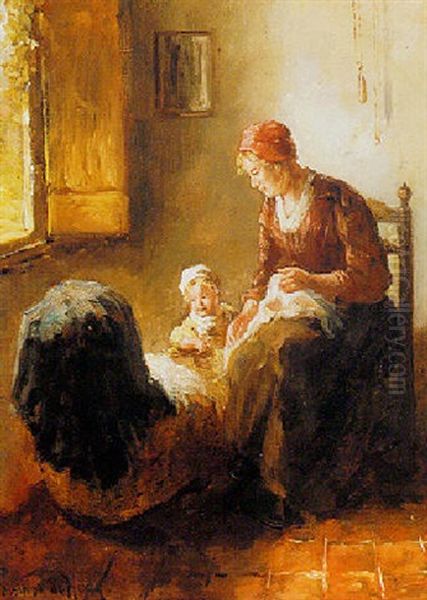 Watching The Cradle Oil Painting by Bernard Johann De Hoog