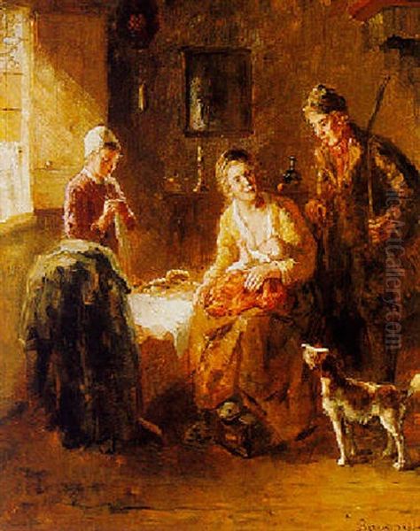 Admiring The Newborn Oil Painting by Bernard Johann De Hoog