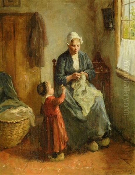 A Helping Hand Oil Painting by Bernard Johann De Hoog