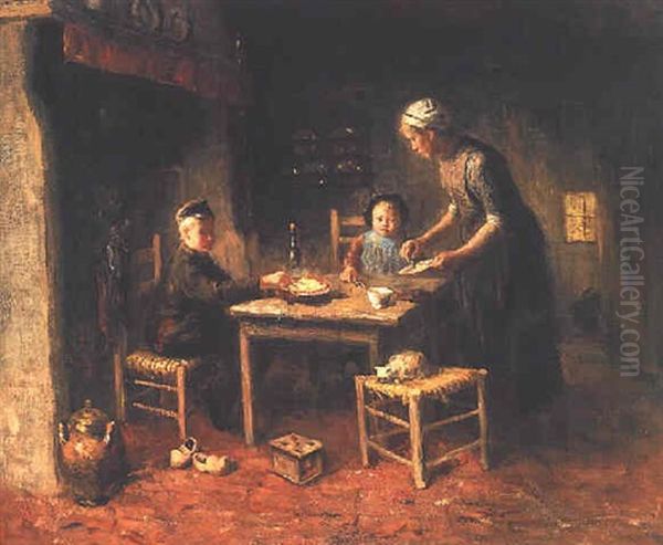 Having Breakfast Oil Painting by Bernard Johann De Hoog