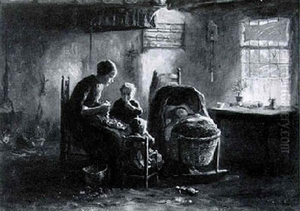 Peeling Apples Oil Painting by Bernard Johann De Hoog