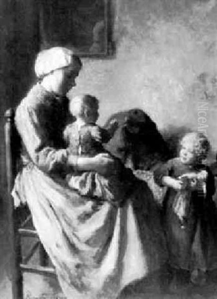 Familienidyll Oil Painting by Bernard Johann De Hoog