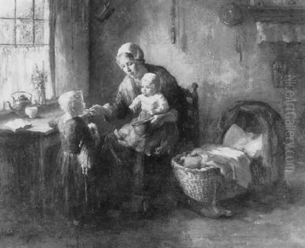 Feeding Time Oil Painting by Bernard Johann De Hoog