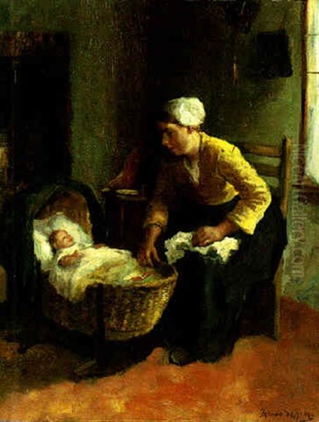 The First Born Oil Painting by Bernard Johann De Hoog