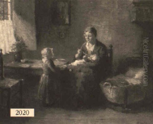 Domestic Scene Oil Painting by Bernard Johann De Hoog