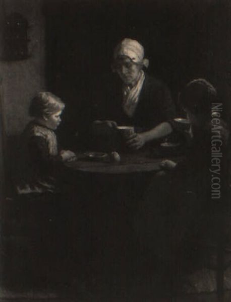 A Mother And Children At Supper Oil Painting by Bernard Johann De Hoog