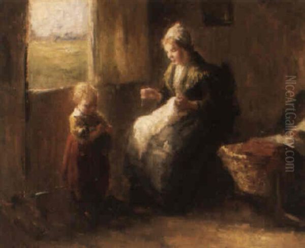Mother And Child Oil Painting by Bernard Johann De Hoog