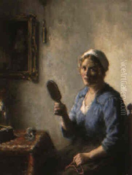 The Blue Blouse Oil Painting by Bernard Johann De Hoog