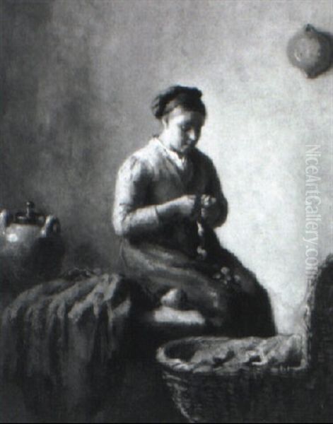 Peeling Pears Oil Painting by Bernard Johann De Hoog