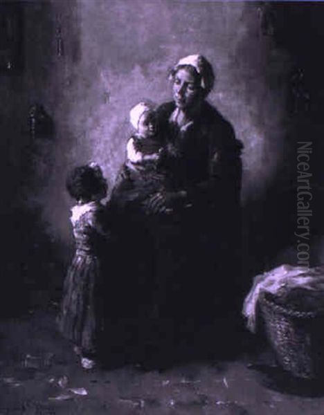 Young Family Oil Painting by Bernard Johann De Hoog