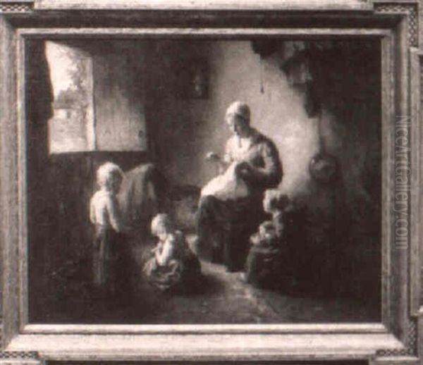 The Busy Mother Oil Painting by Bernard Johann De Hoog