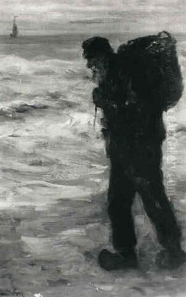 The Old Mussel Gatherer Oil Painting by Bernard Johann De Hoog