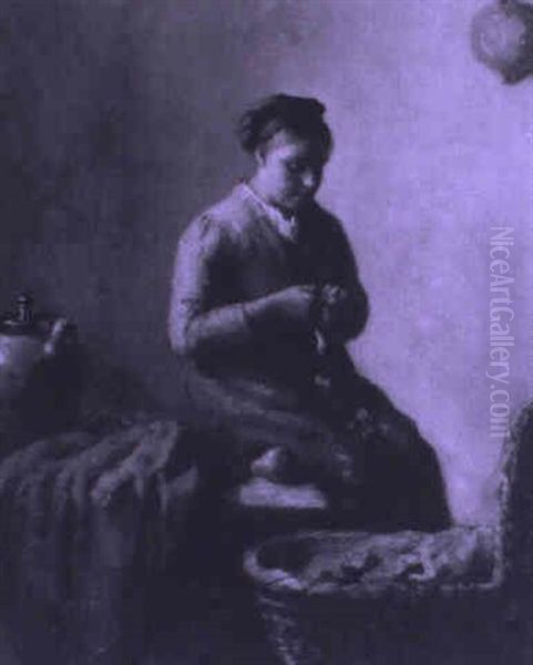 Preparing Dinner Oil Painting by Bernard Johann De Hoog