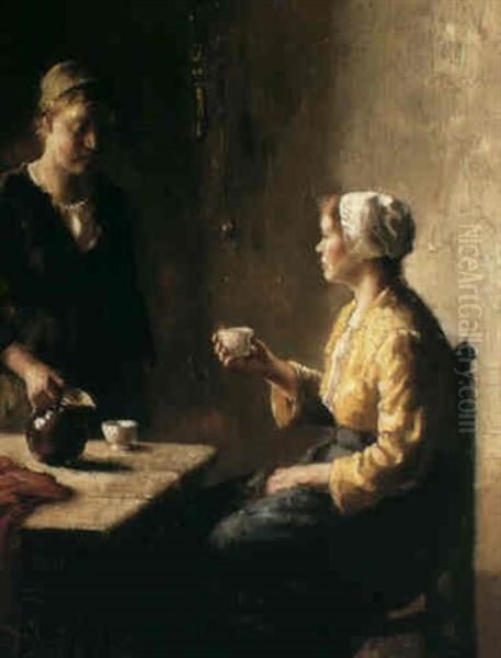 Tea Time Oil Painting by Bernard Johann De Hoog