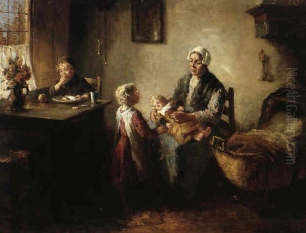 An Interior Scene Oil Painting by Bernard Johann De Hoog