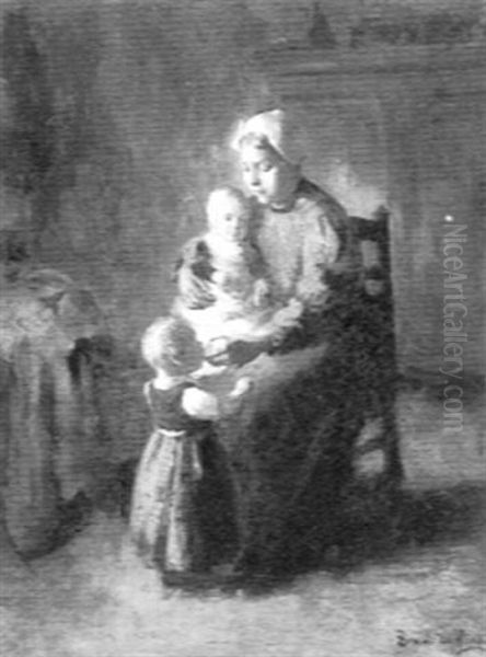 Motherhood Oil Painting by Bernard Johann De Hoog