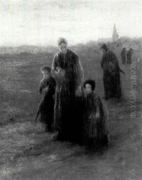 Returning From Church Oil Painting by Bernard Johann De Hoog