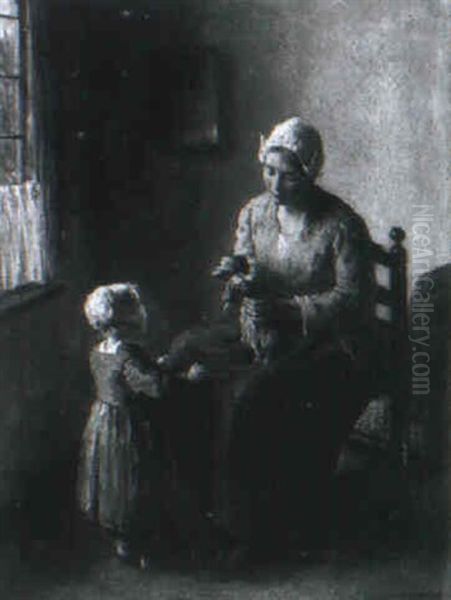 Mother And Child With A Doll Oil Painting by Bernard Johann De Hoog