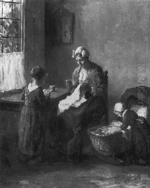 Home Crafts Oil Painting by Bernard Johann De Hoog