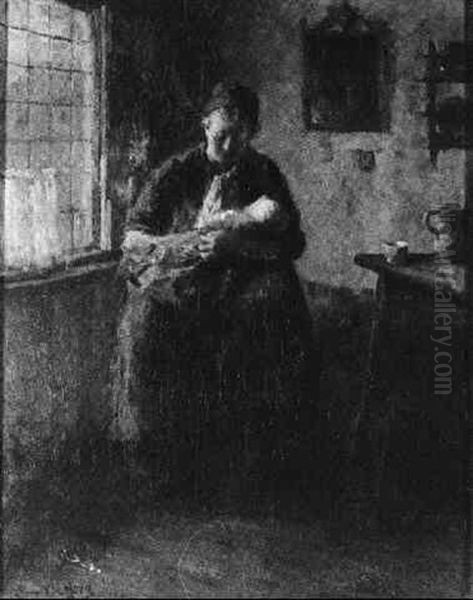 Rocking Baby To Sleep Oil Painting by Bernard Johann De Hoog